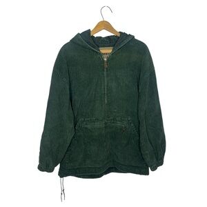 Vintage 90’s EXPRESS Corduroy Green 1/2 Zip Pullover Anorak Jacket Size Small